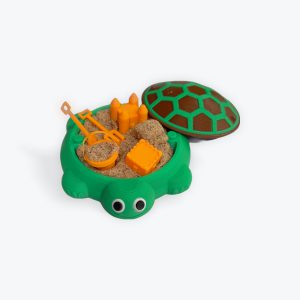Turtle sandbox with toys